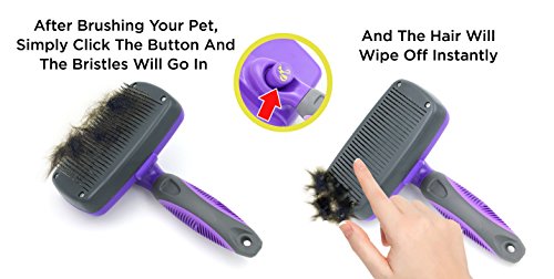 Hertzko Self Cleaning Slicker Brush – Gently Removes Loose Undercoat, Mats and Tangled Hair