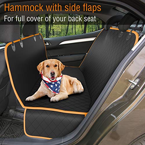 Dog Back Seat Cover Protector Waterproof Scratchproof Nonslip Hammock for Dogs  (XL Black/Orange)