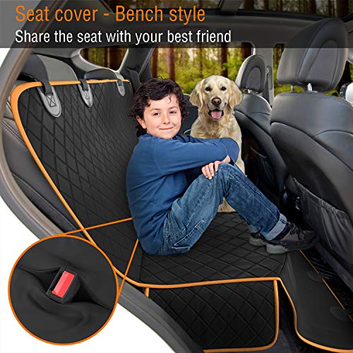 Dog Back Seat Cover Protector Waterproof Scratchproof Nonslip Hammock for Dogs  (XL Black/Orange)