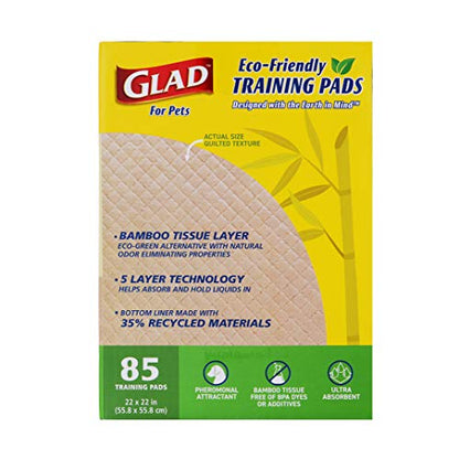 Glad for Pets Earth Friendly Bamboo Training Pads | Eco Friendly Puppy Pads for All Dogs (85 count)