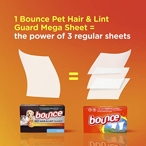 Bounce Pet Hair and Lint Guard Mega Dryer Sheets for Laundry (120 Count)