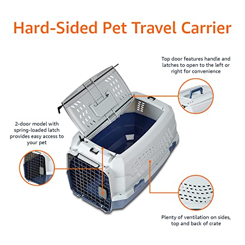 Amazon Basics 2-Door Top Load Hard-Sided Dog and Cat Kennel Travel Carrier, 23-Inch