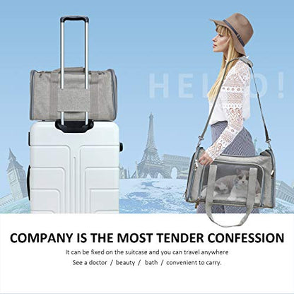 Henkelion Pet Carrier for Pets up to 15 Lbs, TSA Airline Approved - Grey