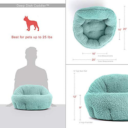 Deep Dish Cuddler (20x20x12") - Self-Warming Cat and Dog Bed, Teal