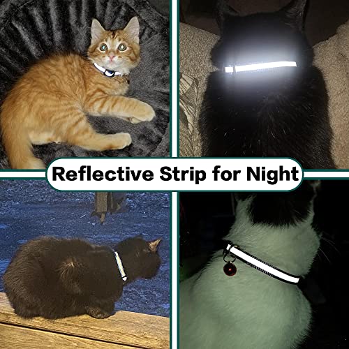 Airtag Cat Collar Breakaway, Reflective Kitten Collar with Bell (Black)