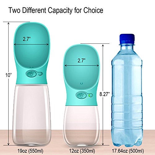 Dog Water Bottle, Leak Proof Portable Water Dispenser with Drinking Feeder (12oz, Blue)