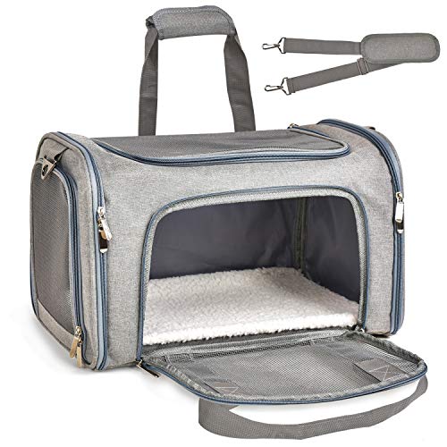 Henkelion Pet Carrier for Pets up to 15 Lbs, TSA Airline Approved - Grey