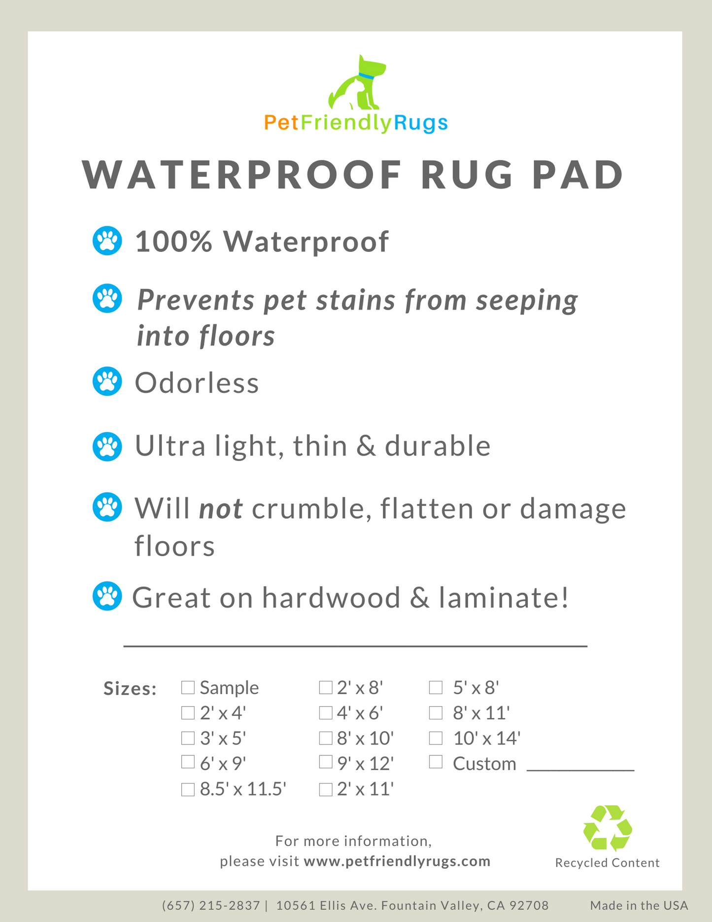 Waterproof Rug Pad
